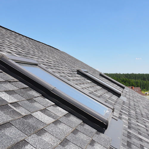 New skylights on a roof