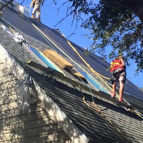 An asphalt shingle roof replacement